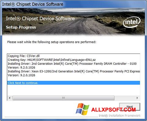 Zrzut ekranu Intel Chipset Device Software na Windows XP