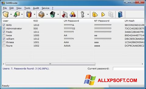 Zrzut ekranu SAMInside na Windows XP