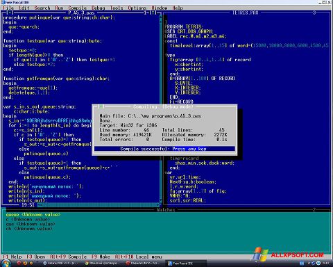 Zrzut ekranu Free Pascal na Windows XP