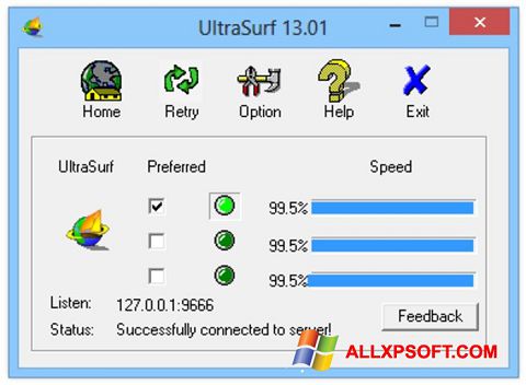 Zrzut ekranu UltraSurf na Windows XP