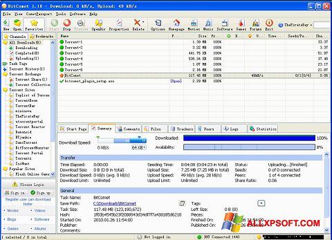 Zrzut ekranu BitComet na Windows XP