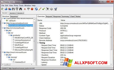Zrzut ekranu Charles na Windows XP