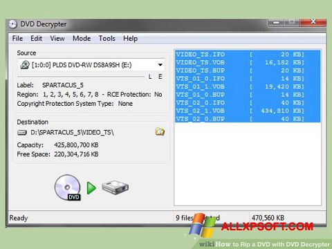 Zrzut ekranu DVD Decrypter na Windows XP