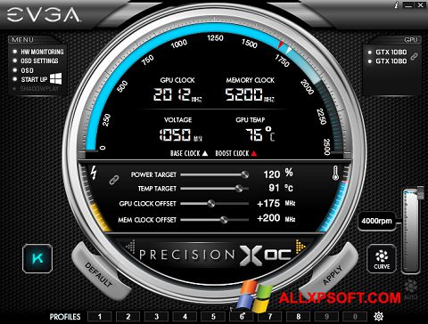 Zrzut ekranu EVGA Precision na Windows XP