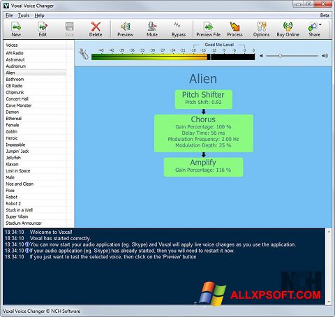Zrzut ekranu Voxal Voice Changer na Windows XP
