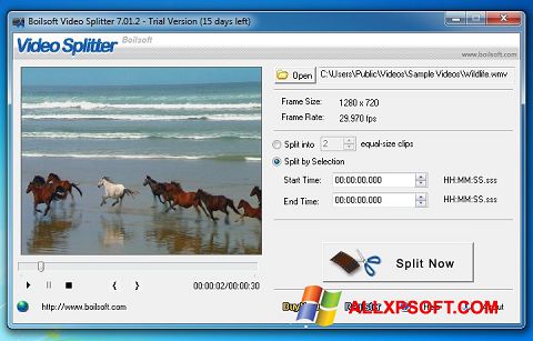 Zrzut ekranu Boilsoft Video Splitter na Windows XP