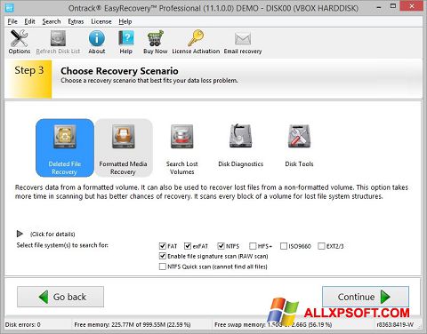 Zrzut ekranu EasyRecovery Professional na Windows XP