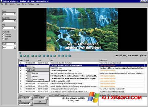 Zrzut ekranu Subtitle Workshop na Windows XP