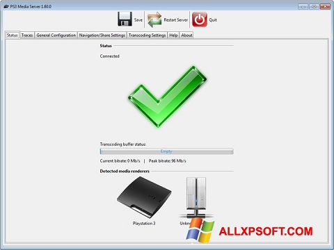 Zrzut ekranu PS3 Media Server na Windows XP