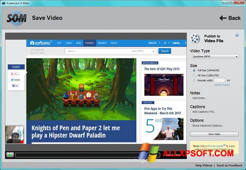 Zrzut ekranu Screencast-O-Matic na Windows XP