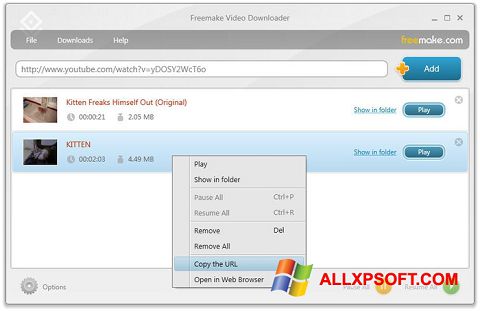 Zrzut ekranu Freemake Video Downloader na Windows XP