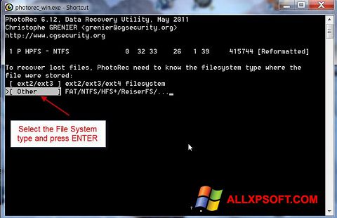 Zrzut ekranu PhotoRec na Windows XP