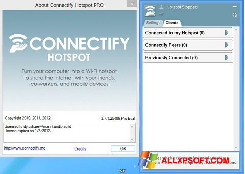 Zrzut ekranu Connectify Pro na Windows XP