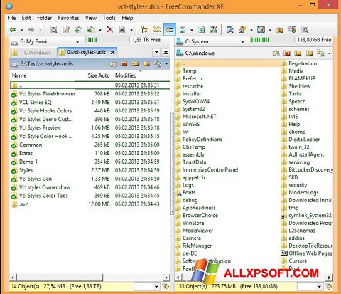 Zrzut ekranu FreeCommander na Windows XP