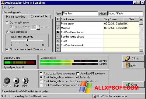 Zrzut ekranu Audiograbber na Windows XP