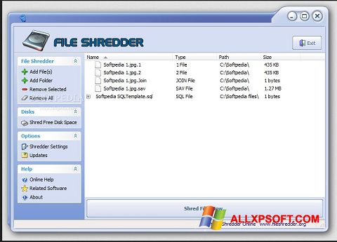 Zrzut ekranu File Shredder na Windows XP