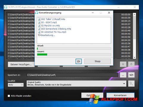 Zrzut ekranu Free Audio Converter na Windows XP