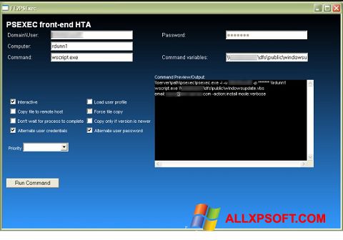 Zrzut ekranu PsExec na Windows XP