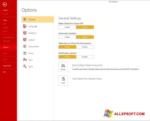 Zrzut ekranu PDF Architect na Windows XP