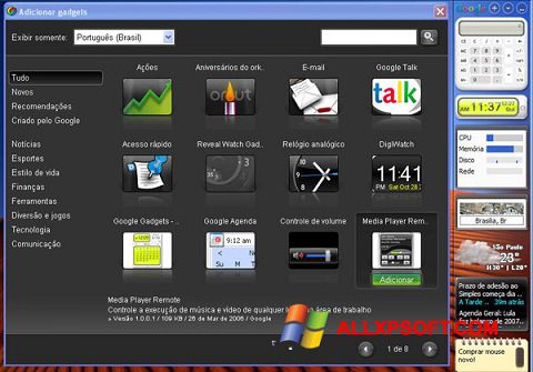 Zrzut ekranu Google Desktop na Windows XP
