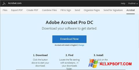 Zrzut ekranu Adobe Acrobat na Windows XP