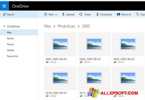 Zrzut ekranu OneDrive na Windows XP