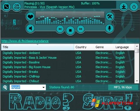 Zrzut ekranu RadioSure na Windows XP