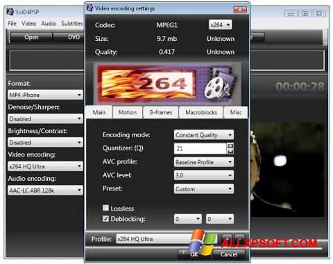 Zrzut ekranu XviD4PSP na Windows XP