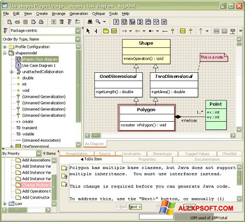 Zrzut ekranu ArgoUML na Windows XP