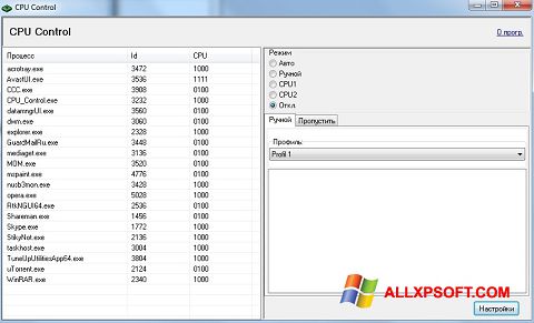 Zrzut ekranu CPU-Control na Windows XP