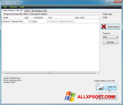 Zrzut ekranu XBoot na Windows XP