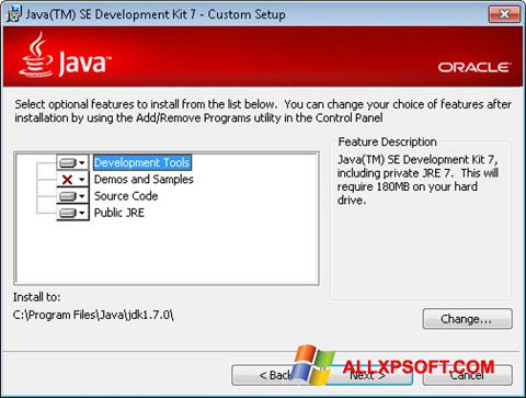Zrzut ekranu Java SE Development Kit na Windows XP