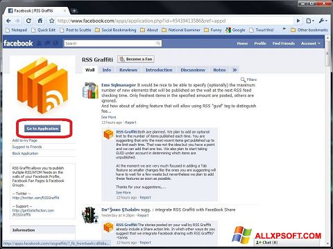 Zrzut ekranu Facebook na Windows XP