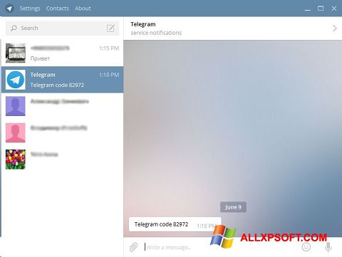 Zrzut ekranu Telegram Desktop na Windows XP