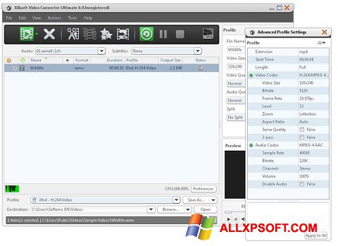 Zrzut ekranu Xilisoft Video Converter na Windows XP