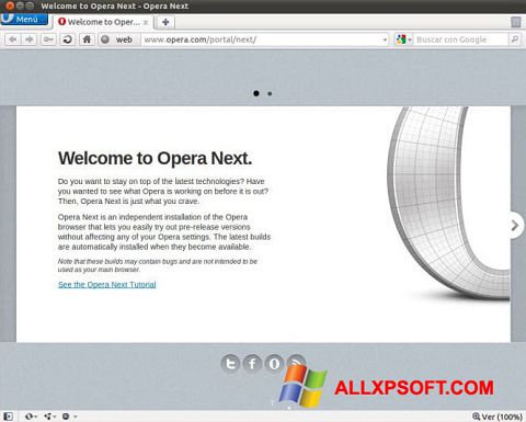 Zrzut ekranu Opera Developer na Windows XP