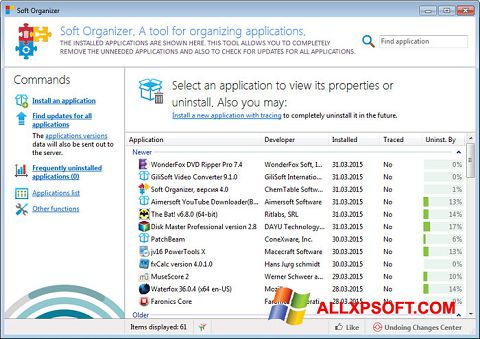 Zrzut ekranu Soft Organizer na Windows XP