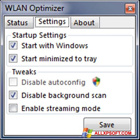 Zrzut ekranu WLAN Optimizer na Windows XP